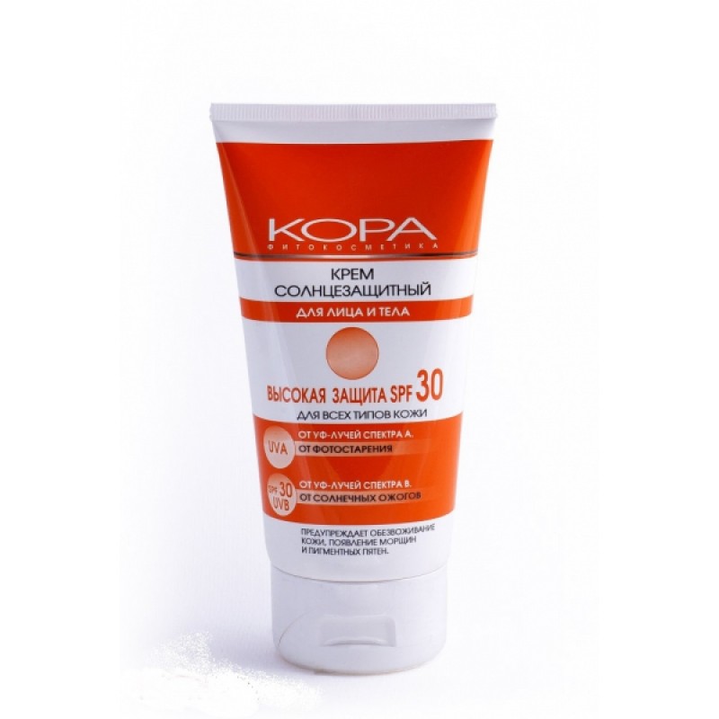 Солнцезащитный крем КОРА SPF-30 для лица и тела